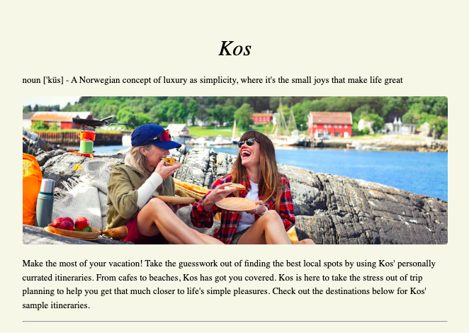 Kos website screenshot